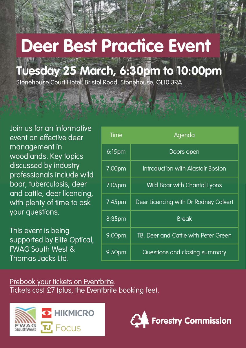 Its all happening in Stroud a week tonight ! Three guest speakers talking about TB,Cattle &amp; Deer,Wild Boar and Deer Licensing <a href="/NaturalEngland/">Natural England</a> <a href="/ForestryComm/">Forestry Commission</a> <a href="/ForestryEngland/">Forestry England</a> <a href="/NFUtweets/">National Farmers' Union</a> <a href="/FWAGSouthWest/">FWAG SouthWest</a> <a href="/BritishDeerSoc/">British Deer Society (BDS)</a> <a href="/BASCnews/">BASC</a> <a href="/NationalGamekee/">National Gamekeepers</a>