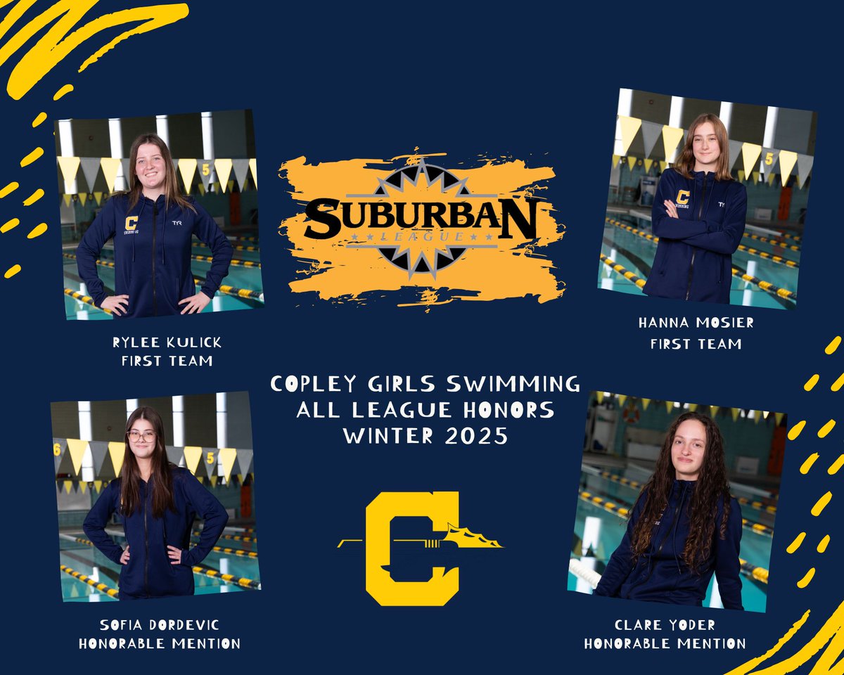 Copley girls swimming All-Suburban League honors 2025!