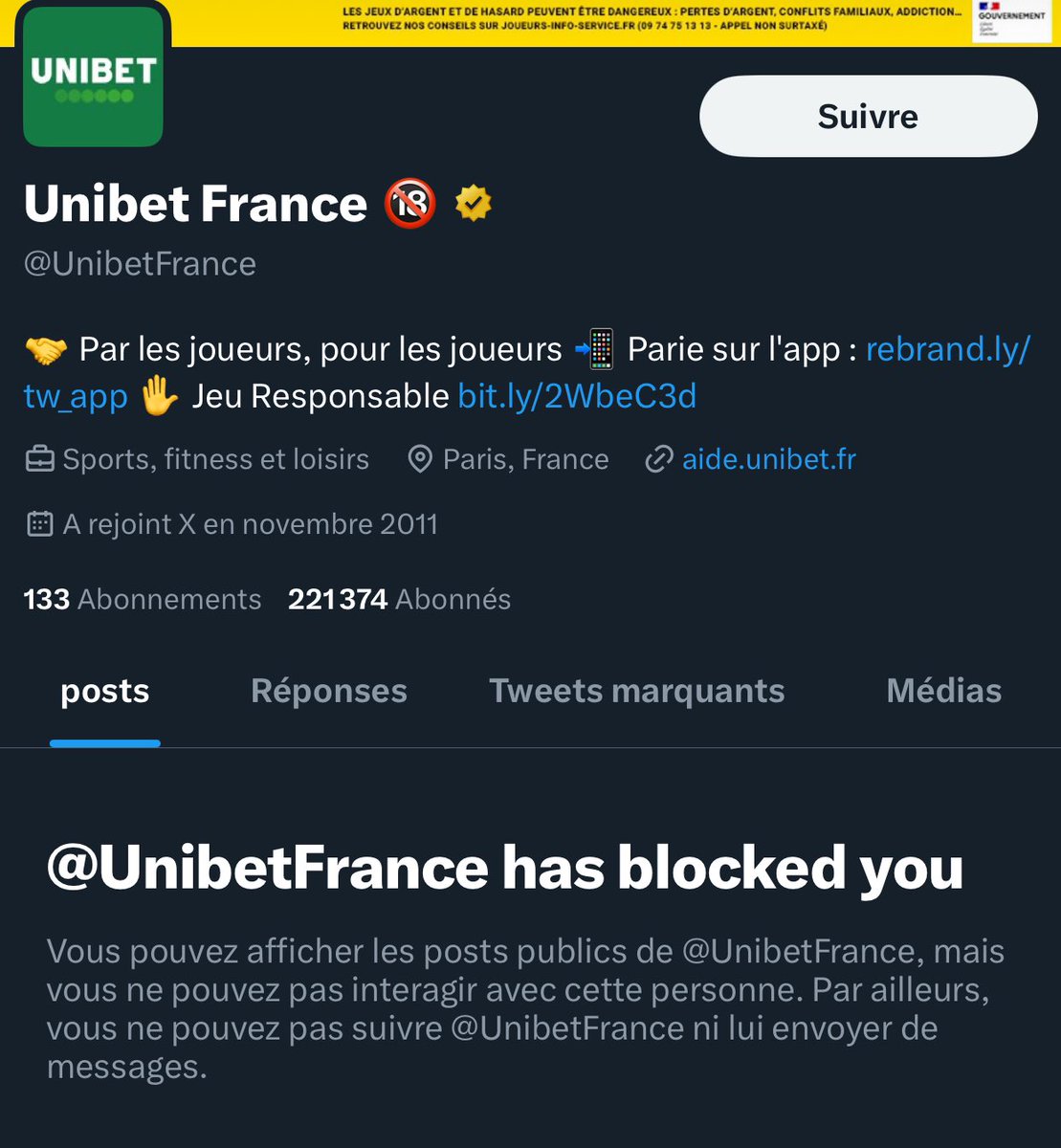 OriginR91's tweet image. Bah tiens, la petite pute qui gère le compte n'a pas aimé. #unibet aka "par des escrocs, pour les pigeons"