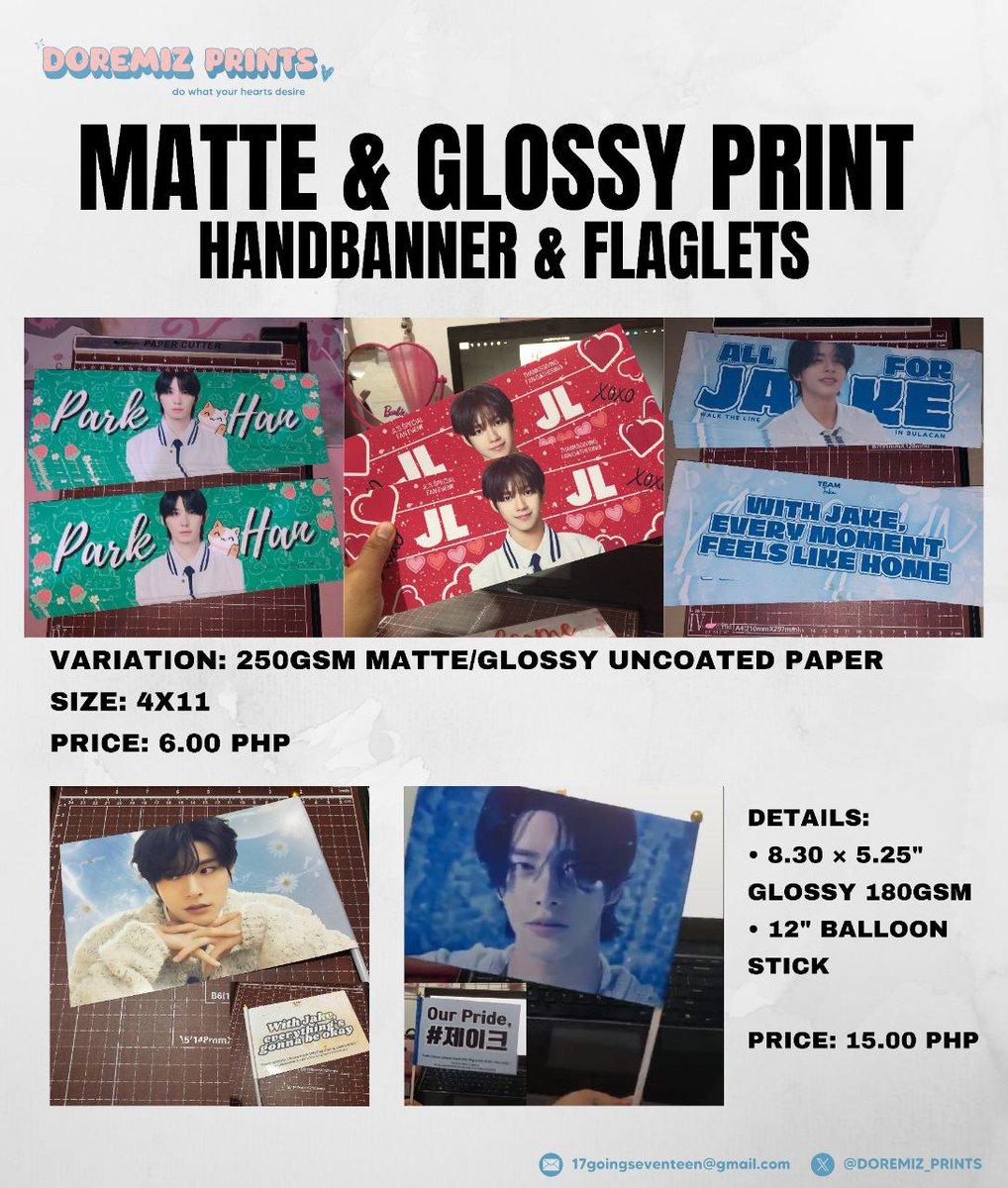 DOREMIZ_PRINTS's tweet photo. ꒰ ⸝⸝ɞ̴̶̷ ·̮ ɞ̴̶̷⸝⸝꒱ Annyeong Chingu We are DOREMIZ PRINTS &amp; we offer affordable prints for your concerts, events and more (❛◡❛)✿

-Handbanners
-Flaglet
-Mini pickets
-Photostrips
-Photocards
-Photocard Pro Max and Holder
-Hand Fan
-Posters

📍Las pinas city https://t.co/o7D1QgVULj