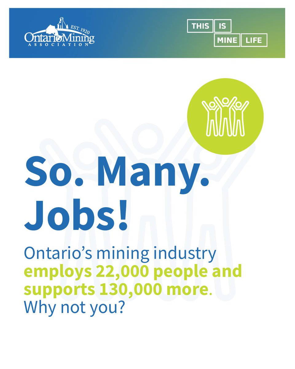 Ontario #mining employs 22,000 people and supports 130,000 more. From hands-on trades to high-tech innovation, there’s a place for EVERY skill set. Why not you? 🤝

📢 See the latest workforce stats in the 2025 State of the Ontario Mining Sector: bit.ly/2025StateofONM…