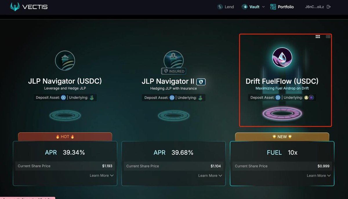 vectis_finance's tweet image. 🌱Yield farmer &amp;amp; 🪂Airdrop hunter

👇Find two quick ways to access #FuelFlow and boost your Fuel Points now!

1️⃣ Visit the #Vectis website and locate #FuelFlow in the 3rd vault.
2️⃣ Go to the @DriftProtocol page and deposit via the vault subpage.

Accelerate!

🫡 Vectis:…