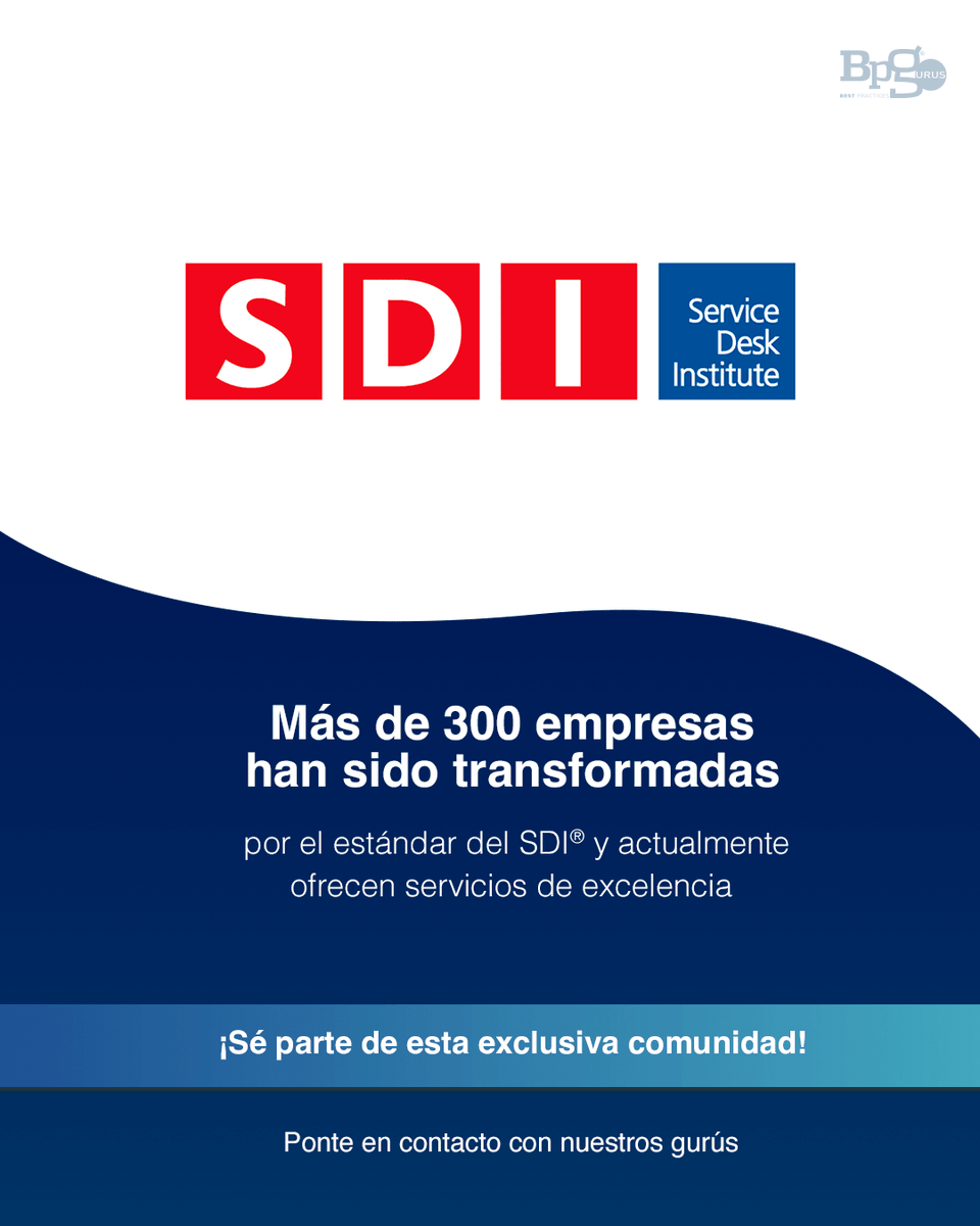 El Programa de Certificación de Mesas de Servicio de <a href="/sdi_institute/">ServiceDeskInstitute</a> reconoce los esfuerzos de las organizaciones para brindar servicios superiores a sus colaboradores y stakeholders. ¡Contáctanos para ser parte de esta comunidad! ➡ 56 2157 4674 o info@bpgurus.com #SDI