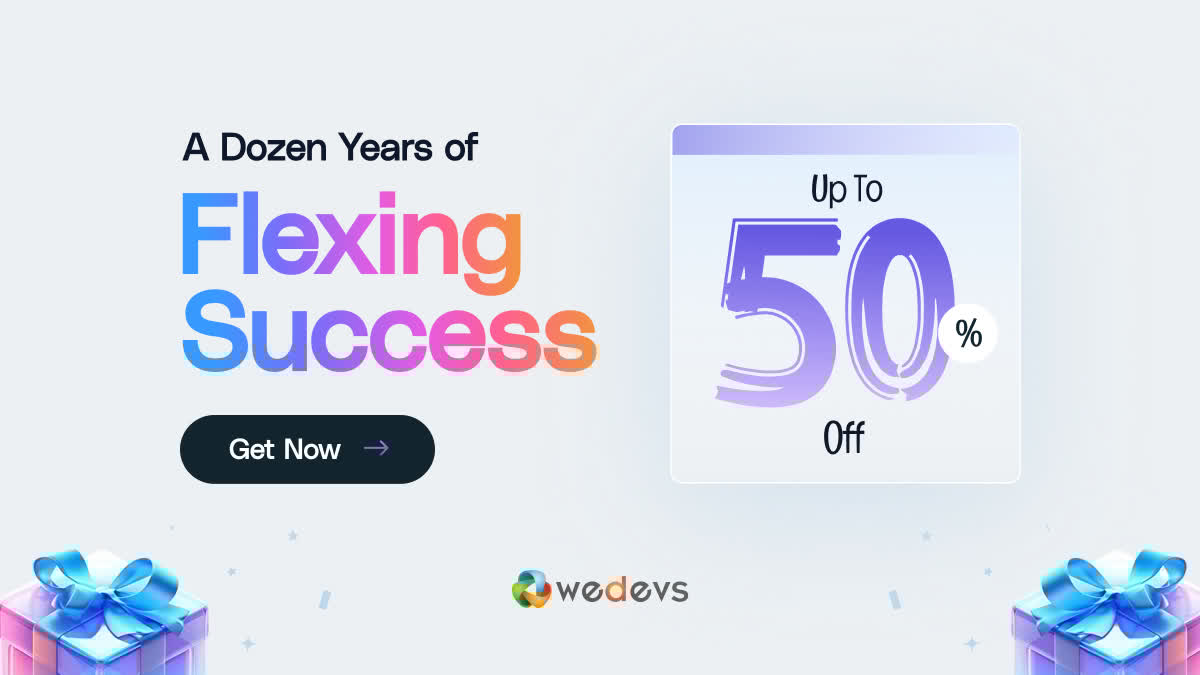🎉 weDevs turns 12, and the party just got even better!

🎈 Now, you can enjoy up to 50% OFF on all products.

It's time to upgrade your WordPress game without breaking the bank.

Get your deals: wedevs.com/coupons/

#WordPressDeals