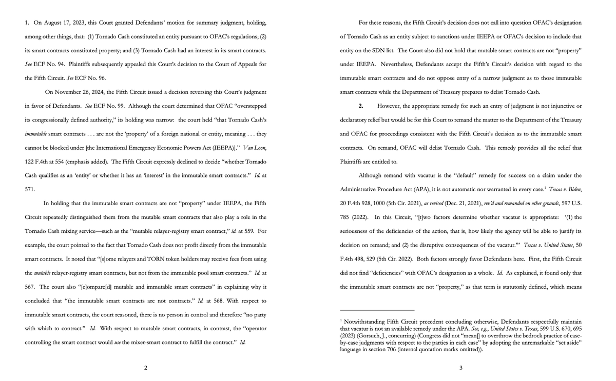 iampaulgrewal's tweet photo. We now know why @USTreasury was so quiet yesterday. It turns out that the district court's electronic docket was down.  Fine-- these things happen.  Not so fine--once again they want to ignore Congress' explicit instructions and substitute it's own view of the law on how to reinstate Tornado Cash.  1/3
