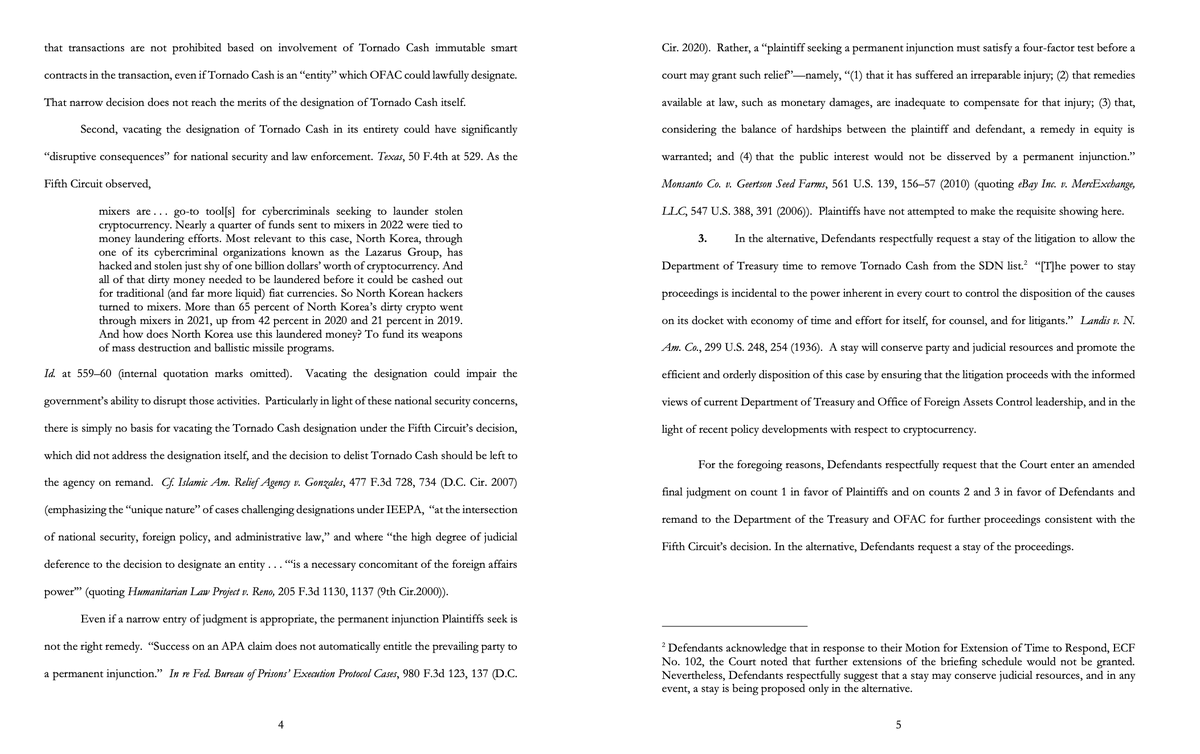 iampaulgrewal's tweet photo. We now know why @USTreasury was so quiet yesterday. It turns out that the district court's electronic docket was down.  Fine-- these things happen.  Not so fine--once again they want to ignore Congress' explicit instructions and substitute it's own view of the law on how to reinstate Tornado Cash.  1/3