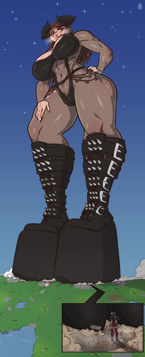 Don't mind if I step in on the fun- Oh wait, can barely see you down there, my boots must be so fucking massive for you- 
Well you know your fate now, so better start pleasing me hehe

Emilia (the bug under my treads) is <a href="/Dtrust4529/">D</a> 
Comm by <a href="/Amargonzart/">Amargonz</a>