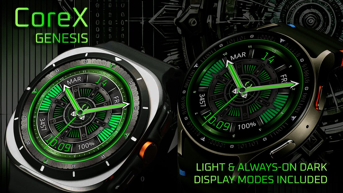 futorum's tweet image. 🔥 New! CoreX Genesis – Time Under Control ⚡

WEAR OS 5 Devices
⏬ play.google.com/store/apps/det…

#WearOS #WatchFace #GalaxyWatch #GalaxyWatchUltra #GalaxyWatch7 #GalaxyWatch6 #GalaxyWatch5 #PixelWatch3 #PixelWatch2 #PixelWatch #WatchFaces #ClockFace #DialFace #SamsungSmartWatch