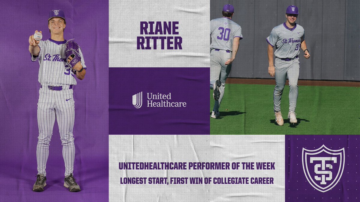St. Thomas Athletics (@tommieathletics) on Twitter photo First career win!π€©
Starting game 3 of <a href="/TommieBase/">St. Thomas Baseball</a>'s first <a href="/TheSummitLeague/">The Summit League</a> series of the season, freshman Riane Ritter sealed the sweep with 5 innings and 9 strikeouts in the start the Tommies needed to sport a spotless weekend.
The <a href="/UHC/">UnitedHealthcare</a> Performer Of The Week!
#RollToms First career win!π€©
Starting game 3 of <a href="/TommieBase/">St. Thomas Baseball</a>'s first <a href="/TheSummitLeague/">The Summit League</a> series of the season, freshman Riane Ritter sealed the sweep with 5 innings and 9 strikeouts in the start the Tommies needed to sport a spotless weekend.
The <a href="/UHC/">UnitedHealthcare</a> Performer Of The Week!
#RollToms