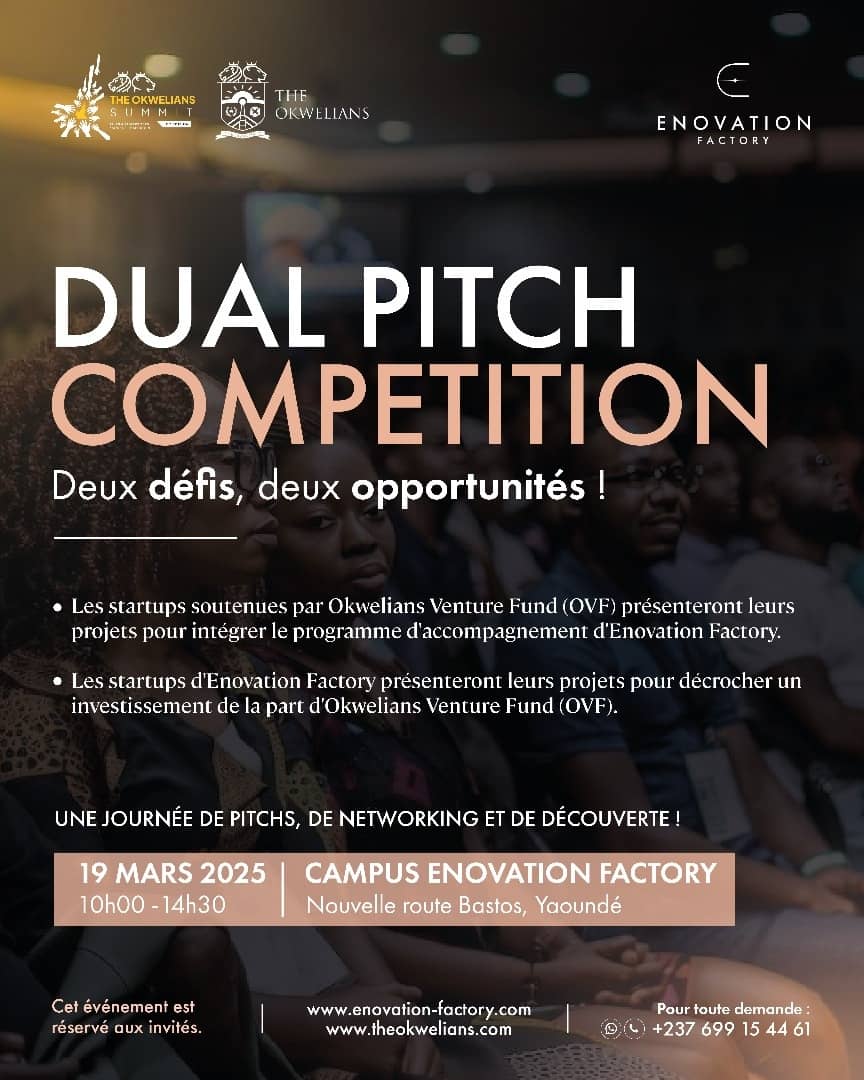 theokwelians's tweet photo. #OVF | Ce mercredi 19 mars, @EnovationF et The Okwelians organisent un Dual Pitch Competition à #Yaoundé. L’objectif de cette séquence est de détecter des jeunes entreprises prometteuses à qui nous offrirons un accompagnement adapté.
#TheOkweliansSummit2025 #Cameroun #Startup https://t.co/WT61QCjJvD