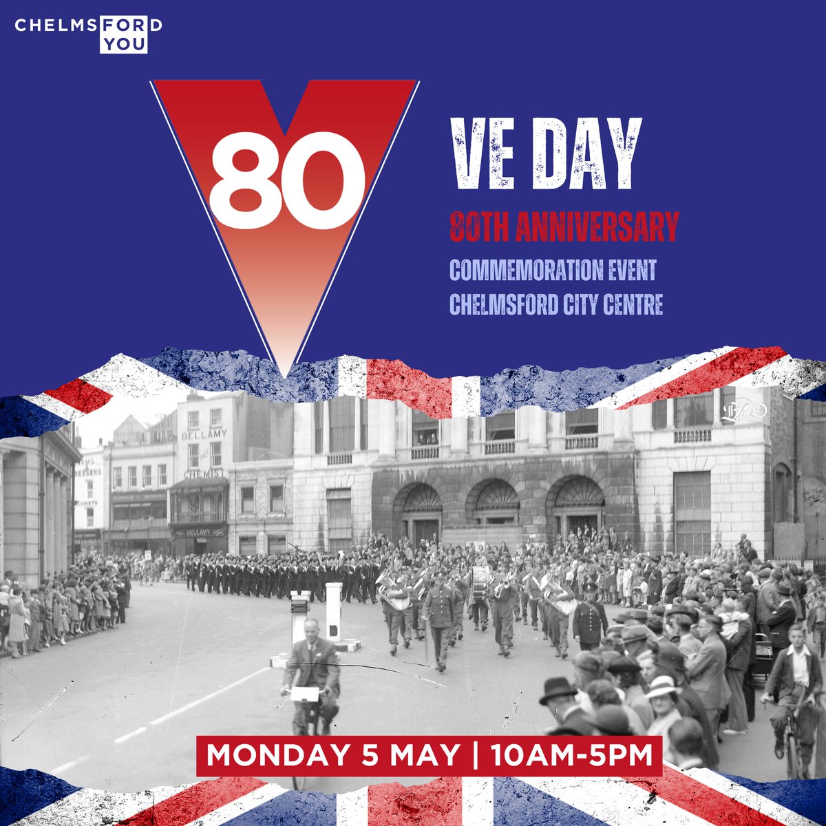 Chelmsford City Council (@chelmscouncil) on Twitter photo Join Chelmsford's #VE80 commemorations in the city centre this May.
<a href="/ChelmsForYou/">Chelmsford For You</a>'s family-friendly event on 8 May will include an exhibition on wartime Chelmsford, children's crafts, history talks, 1940s music, and military vehicle displays.
Read more: citylife.chelmsford.gov.uk/posts/chelmsfo… Join Chelmsford's #VE80 commemorations in the city centre this May.
<a href="/ChelmsForYou/">Chelmsford For You</a>'s family-friendly event on 8 May will include an exhibition on wartime Chelmsford, children's crafts, history talks, 1940s music, and military vehicle displays.
Read more: citylife.chelmsford.gov.uk/posts/chelmsfo…
