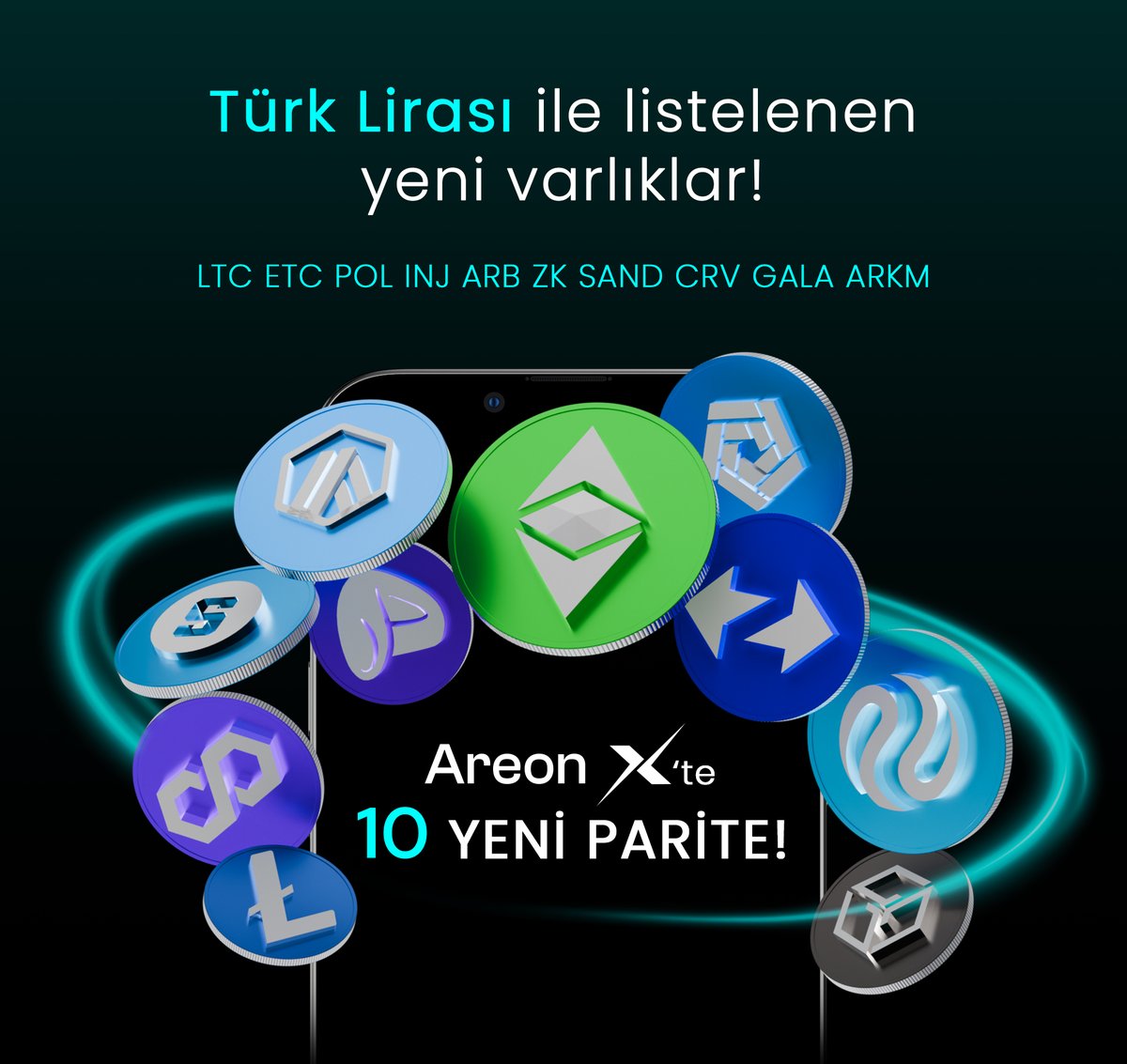 AreonX's tweet photo. 📢 AreonX 10 yeni listelemeyle büyümeye devam ediyor!

Bu projeler artık bizimle!  👇

⚡️ #LTC #ETC #POL #INJ #ARB #ZK #SAND #CRV #GALA #ARKM

Daha fazla bilgi için: https://t.co/7JhYU79wwb

Türk Lirası ile işlem yapmaya başla! 

🔗 https://t.co/8G3jjKBmwz