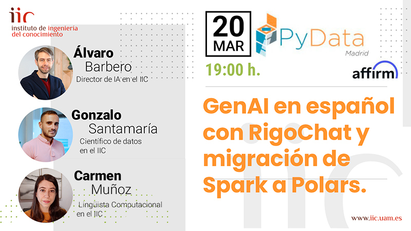 IIConocimiento's tweet photo. ¡Esta semana te esperamos en el próximo @PyDataMadrid! 🚀
🗣️Gonzalo Santamaría, Carmen Muñoz y @albarjip
hablarán de #RigoChat, nuestro modelo de lenguaje generativo en español
🗓️ Jueves, 20 de marzo a las 19h
📍 En @utopic_us (@Affirm)
Inscripciones 👉🏻 https://t.co/4EQDyzREhM https://t.co/roE4dRwd0s
