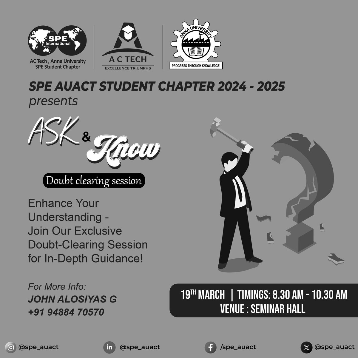 spe_auact's tweet photo. "Got Questions About Academics, Career Paths, or Your Future? We've Got Answers! Join Our Exclusive Doubt-Clearing Session and Get Expert Guidance to Stay Ahead.  

Interact with Us, Gain Clarity, and Make Informed Decisions for a Successful Journey Ahead!" https://t.co/IcgsQ2SEcr