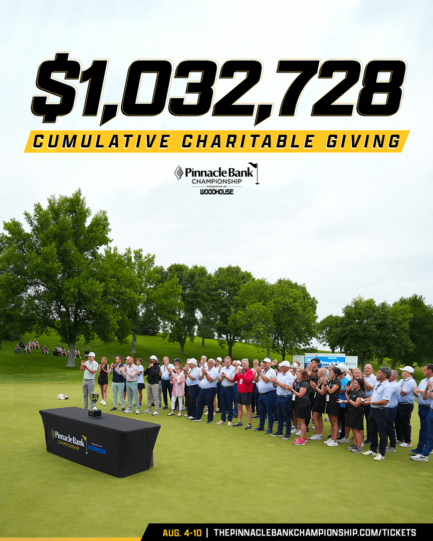 One of the largest charity events in the state continues to give back to the community.

To date, the Pinnacle Bank Championship presented by Woodhouse has raised a combined $1,032,728 for our community. 

#pinnbankgolf