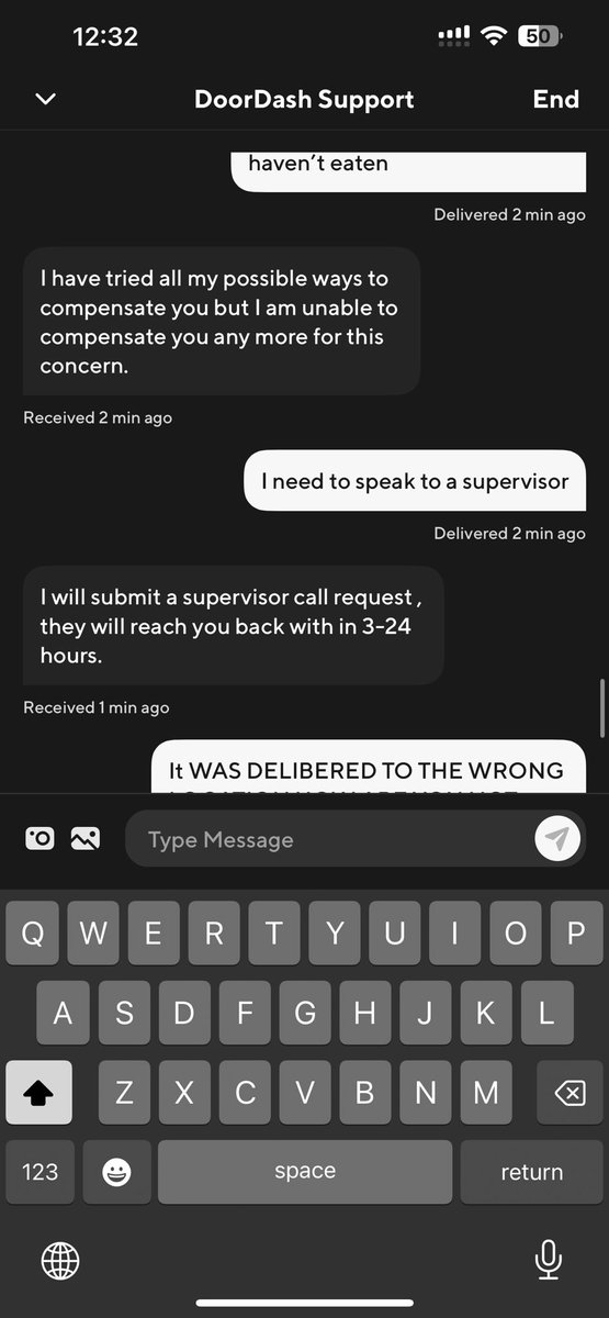 lavendachic's tweet photo. @DoorDash hello I’m a “DoorDash” member and this is what I guess it means please can you confirm this is how you train your staff there’s more I spoke 2 “customer service” ppl and still no supervisor https://t.co/oETC4IQTA1
