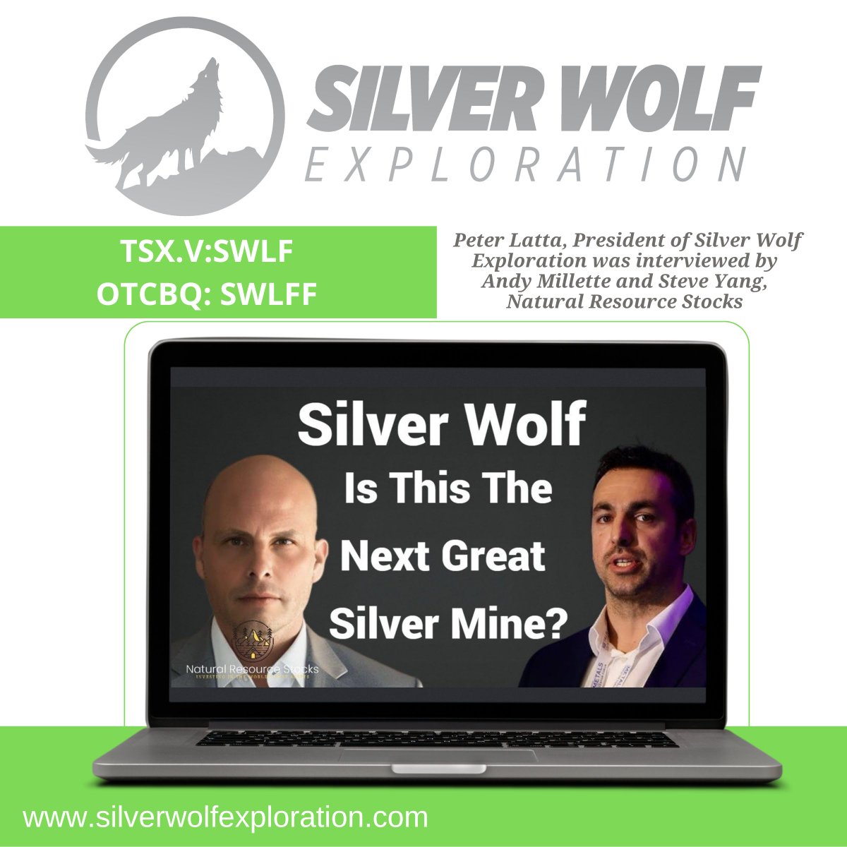 SWLFexploration's tweet image. Peter Latta, President of Silver Wolf was interviewed by Andy Millette and Steve Yang, Natural Resource Stocks. 

To watch the interview, follow the link: ow.ly/ZMA250Vk4EE

#silver #exploration #drillprogram #drilling #mininginMexico #explorationpotential