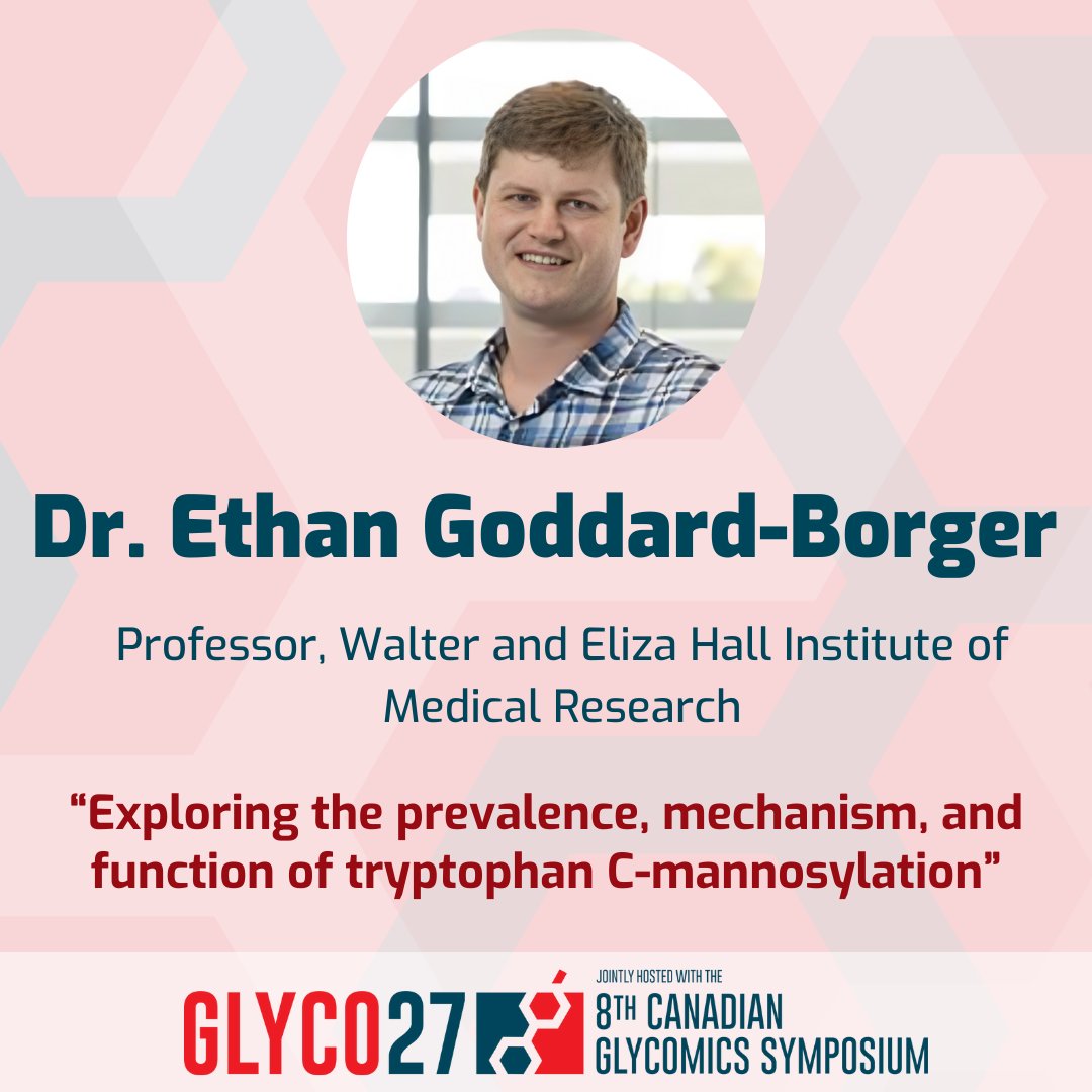 GlycoNet (@glyconet_nce) on Twitter photo 🔬 #Glyco27 Keynote Speaker
Dr. <a href="/ethangbaus/">Ethan Goddard-Borger</a> (<a href="/WEHI_research/">WEHI (Walter and Eliza Hall Institute)</a>) studies tryptophan C-mannosylation—a rare glycosylation that impacts protein stability & parasite biology. Catch his talk at Glyco27!
📢 Register: glyco27.org/en/begin
#glycotime 🔬 #Glyco27 Keynote Speaker
Dr. <a href="/ethangbaus/">Ethan Goddard-Borger</a> (<a href="/WEHI_research/">WEHI (Walter and Eliza Hall Institute)</a>) studies tryptophan C-mannosylation—a rare glycosylation that impacts protein stability & parasite biology. Catch his talk at Glyco27!
📢 Register: glyco27.org/en/begin
#glycotime