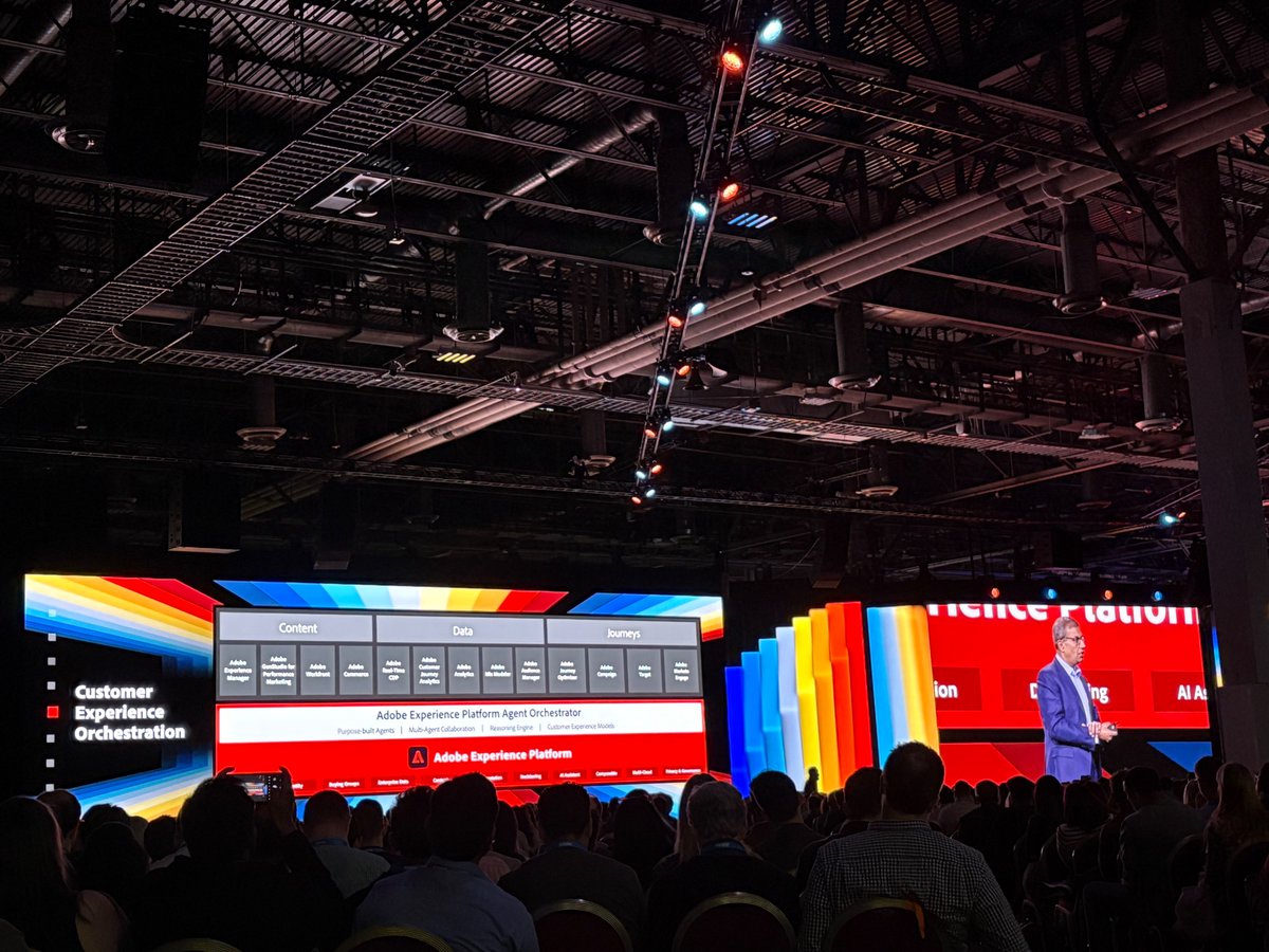 yunyao_li's tweet image. 🔥🔥🔥 Just announced on main stage at the keynote #adobesummit2025 by @achakravarthy12. 

Adobe Experience Platform Agent Orchestrator powers AI agents to accelerate customer experience orchestration. 

More details coming soon about this work by many, including my team and our…