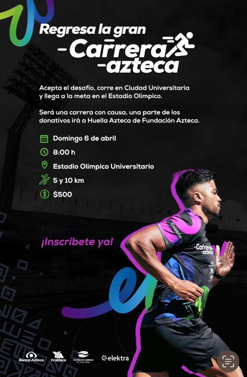 adn40 (@adn40) on Twitter photo #CarreraAzteca |👟 ¿Estás listo para hacer historia? La gran carrera con causa regresa, y tú puedes ser parte del impacto. Todo lo recaudado será para Huella Azteca de <a href="/FundacionAzteca/">Fundación Azteca</a> 🏃🏻♂️✨
Inscríbete aquí: asdeporte.com/cuenta/login?r… #CarreraAzteca |👟 ¿Estás listo para hacer historia? La gran carrera con causa regresa, y tú puedes ser parte del impacto. Todo lo recaudado será para Huella Azteca de <a href="/FundacionAzteca/">Fundación Azteca</a> 🏃🏻♂️✨
Inscríbete aquí: asdeporte.com/cuenta/login?r…