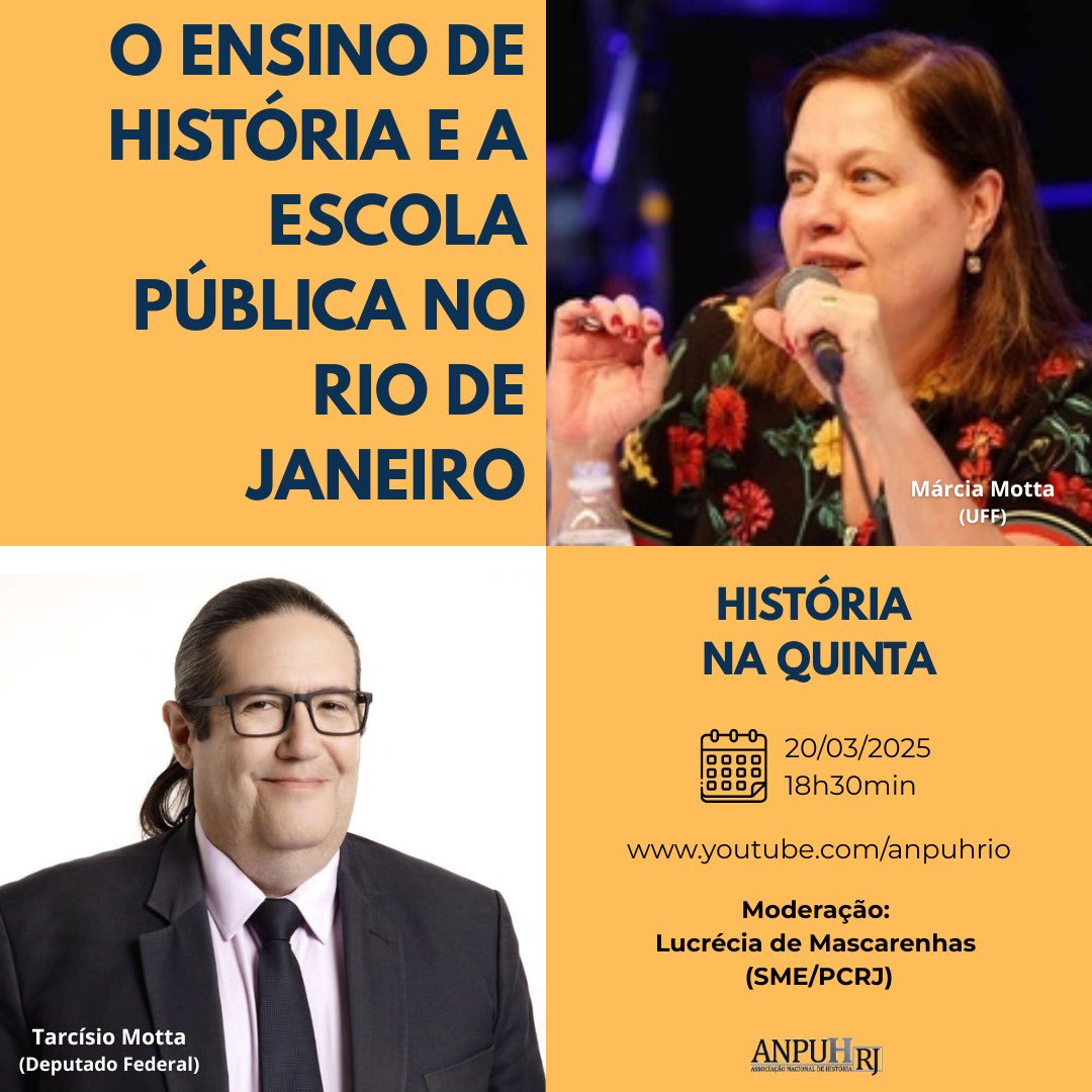 Vamos iniciar 2025? Então venham conversar conosco. 20/3, às 18:30, no link: youtube.com/anpuhrio
Esperamos você!