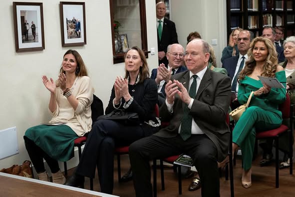 Princess Grace Irish Library celebrated St Patrick’s Day with music &amp; special guests H.S.H. Prince Albert II &amp; Ambassador of Ireland to the Principality of Monaco, H.E. Niall Burgess. Noël Nardi played the harp&amp; The Ireland Funds Monaco Writer-in-Residence Cónal Creedon read.