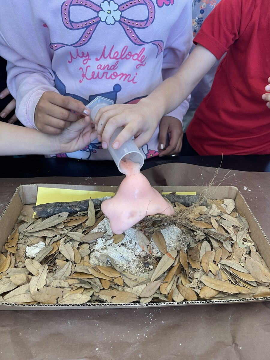 sciencewithchan's tweet photo. Ss made models of volcanoes using salt dough and made them erupt! 🌋 https://t.co/7H3fhSyE9d