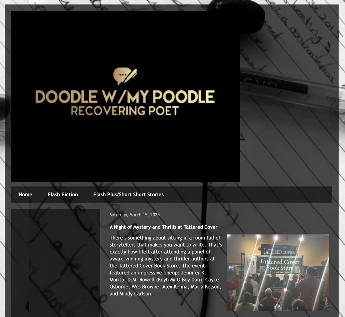 Thank you <a href="/former402poet/">Poet402/nabraska</a> for such a thoughtful and wonderful blog post on our Reading at Tattered Covers in CO. Ah Ho!
<a href="/crookedlanebks/">Crooked Lane Books</a> 
doodlewithmypoodle.blogspot.com/2025/03/a-nigh…