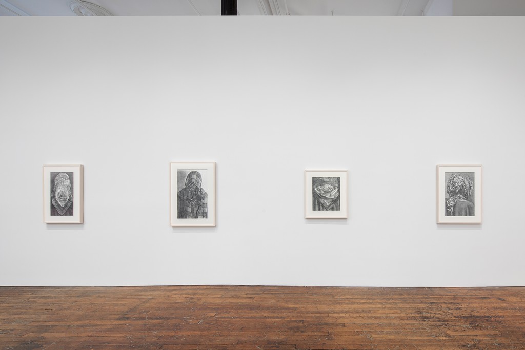 #CatherineMurphy, Recent Work, through 19 April. From left: Ships, Plaid, Scalloped, Leopard Skin, 2024, graphite on paper.