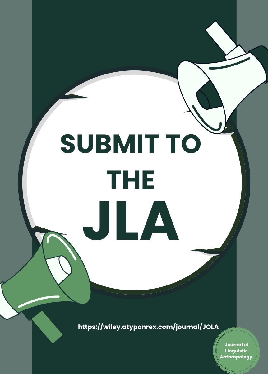 JournalLingAnth's tweet image. Don’t forget, you can submit to the JLA at any time. We publish articles and other materials based on anthropological study of language and language-related issues—particularly ethnographic research concerned with the relationships among language, society, and culture.