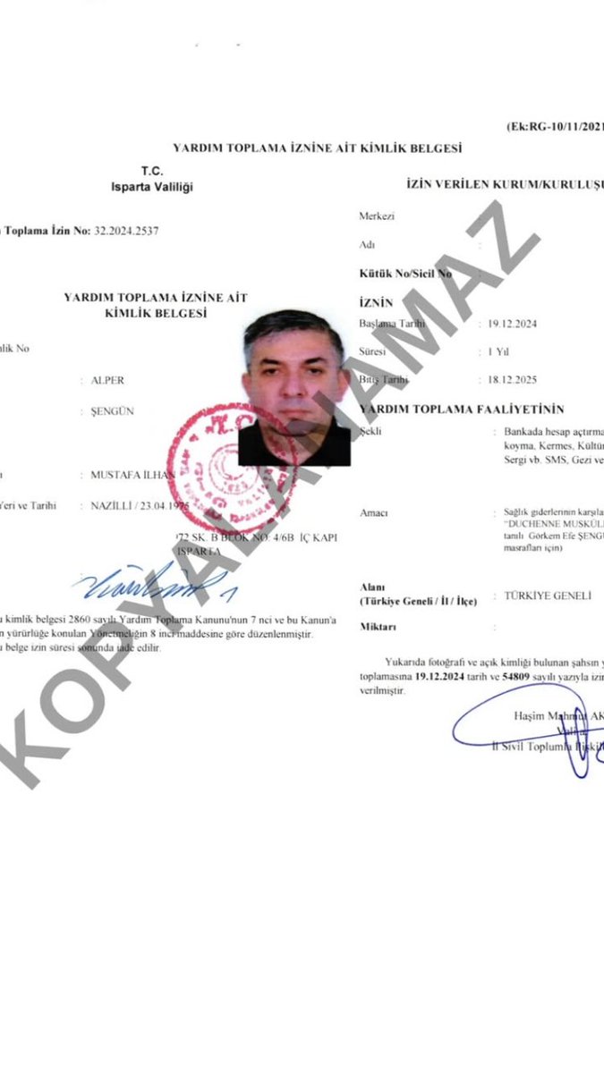VALİLİK İZİNLİ❗ IBAN
‌TR78 0001 2009 5450 0001 1238 94 Alper Şengün (Halkbankası)
Y.İBAN
Sma Children Vakfı
*NL26 BUNQ 2148651447*
Alıcı*Sma Children* Swift kod: *BUNQNL2A*
Açıklama: *Görkem Efe Şengün
E-Devlet Faaliyet Kodu : 32.2024.2537
ALPER  ŞENGÜN
taplink.cc/dmdgorkemefe