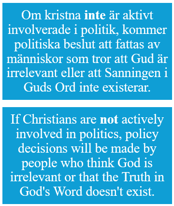 Vi måste vara saltet. Det är dags att våga vara en Daniel och stå emot strömmen.
We need to be the salt. It is time to dare to be a Daniel and stand against the tide.