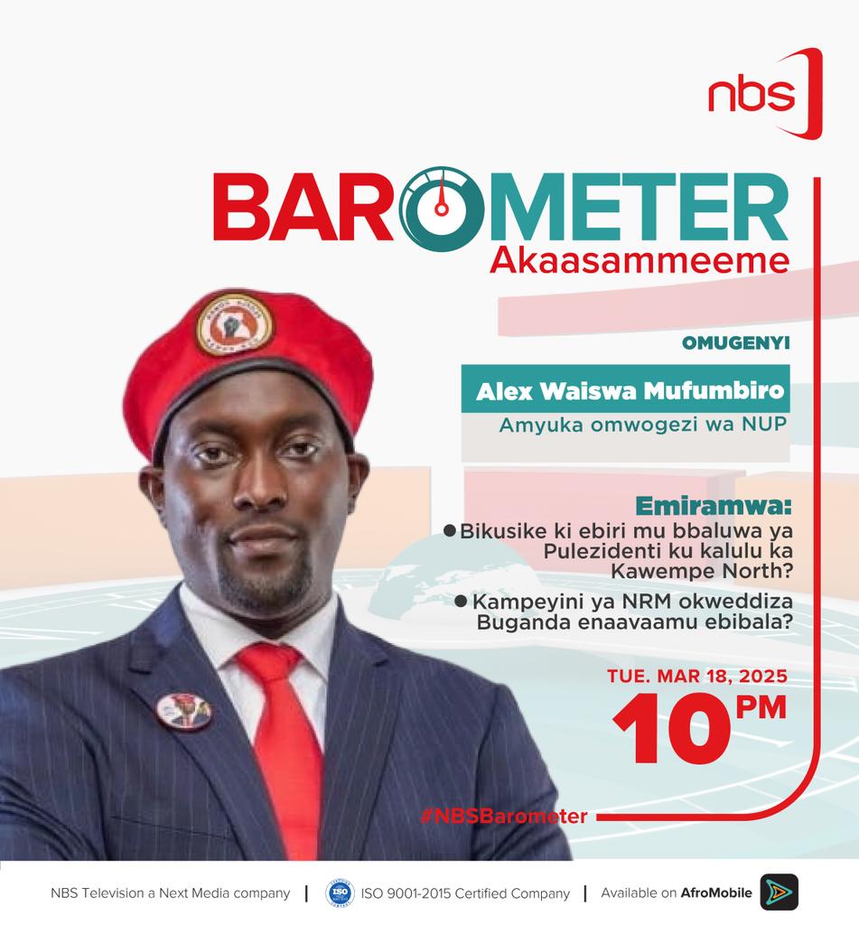 simugabi's tweet image. It's a Tuesday and at 10pm it's Barometer. Hon Namugga is part of the panel that will be hosted by Adam Kungu.
#Barometer