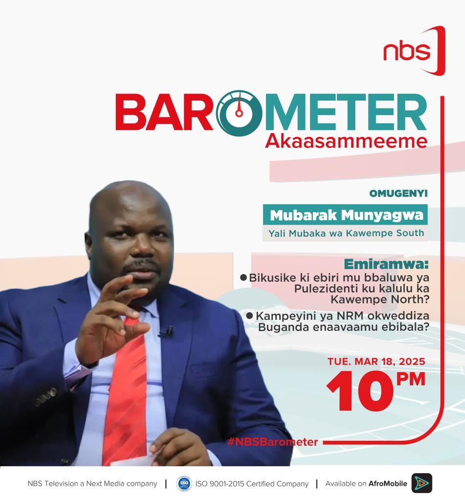 simugabi's tweet image. It's a Tuesday and at 10pm it's Barometer. Hon Namugga is part of the panel that will be hosted by Adam Kungu.
#Barometer