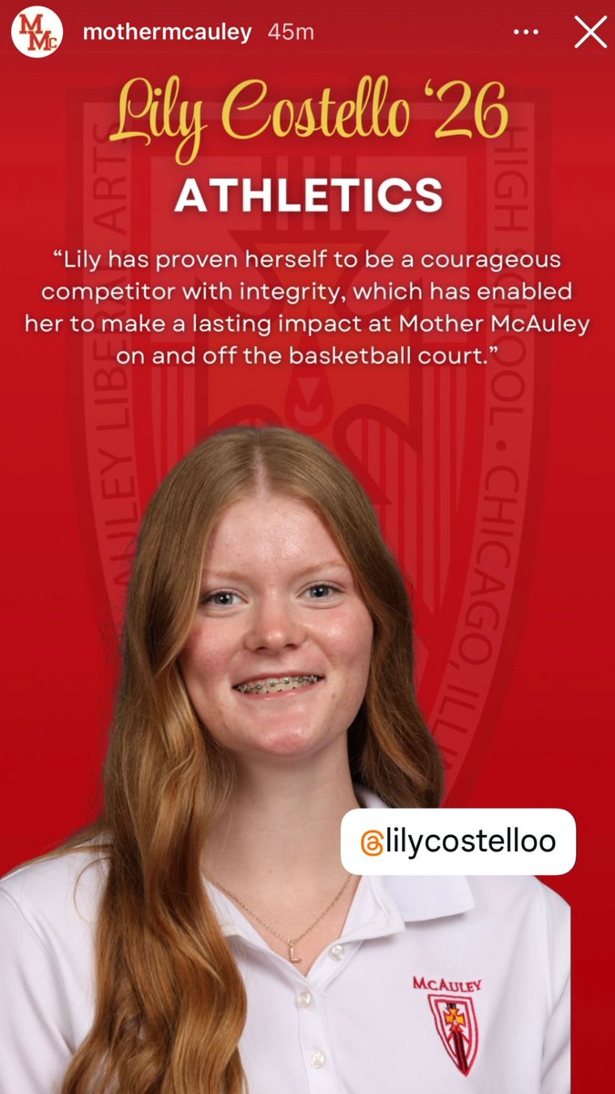 McAuleyBasketball (@mightymacbball) on Twitter photo A huge congrats to Lily Costello on being this years Macs with Merit recipient for Athletics! โค๏ธ ๐ ๐ <a href="/lilycostello16/">lily costello</a> A huge congrats to Lily Costello on being this years Macs with Merit recipient for Athletics! โค๏ธ ๐ ๐ <a href="/lilycostello16/">lily costello</a>