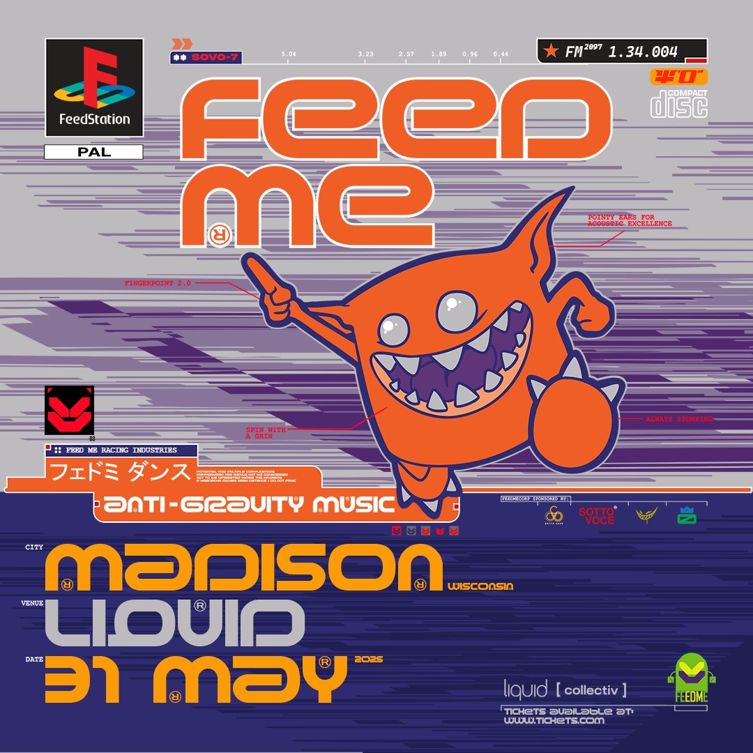 .@FeedMe is on his way to Madison for a Liquid takeover 👾 Insert the disc and turn on the FeedStation and get ready Player 1 🎮 

📍: Main quest objective: Dance
🎟: liquidevents.link/feedme (ON SALE NOW)