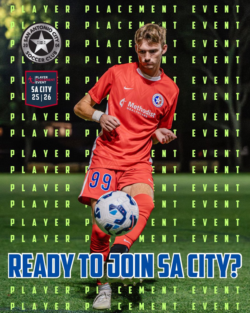 sacitysc's tweet photo. 🚨🔥 SA City Player Placements are coming this May! This is YOUR chance to level up &amp; prove your skills on the field! ⚽💥 Think you have what it takes? Let’s see it! 🏆⚡ Sign up NOW by visiting our website! ⬆️📲 #SACity #PathToGreatness @ECNLboys @GAcademyLeague https://t.co/Bw5APdwydW