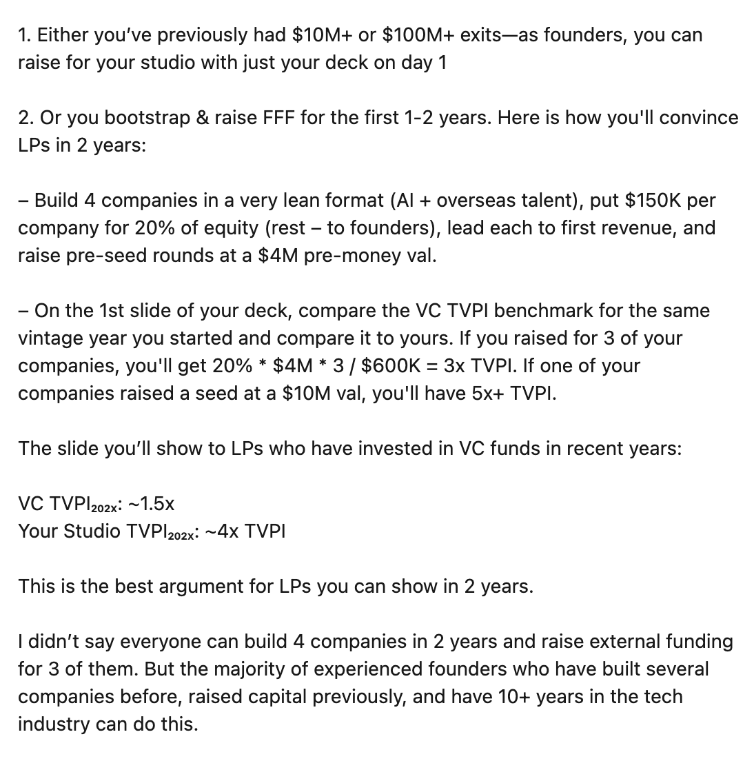 For emerging venture studios, there are only 2 ways to raise from LPs: