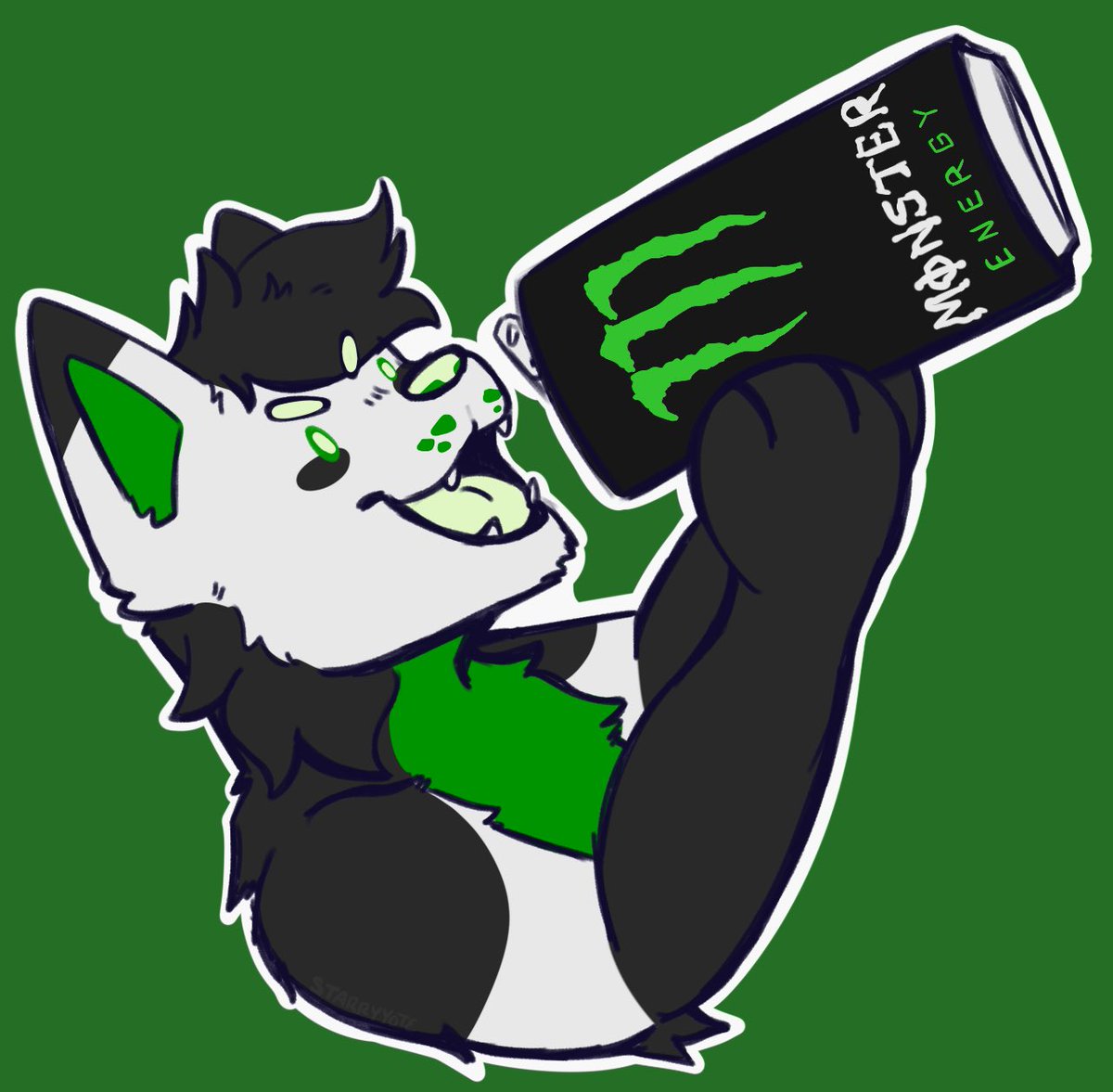 JojiBabz's tweet image. He drink monster…..💚

Art by friend @StarryYote 

(I literally adore this.)