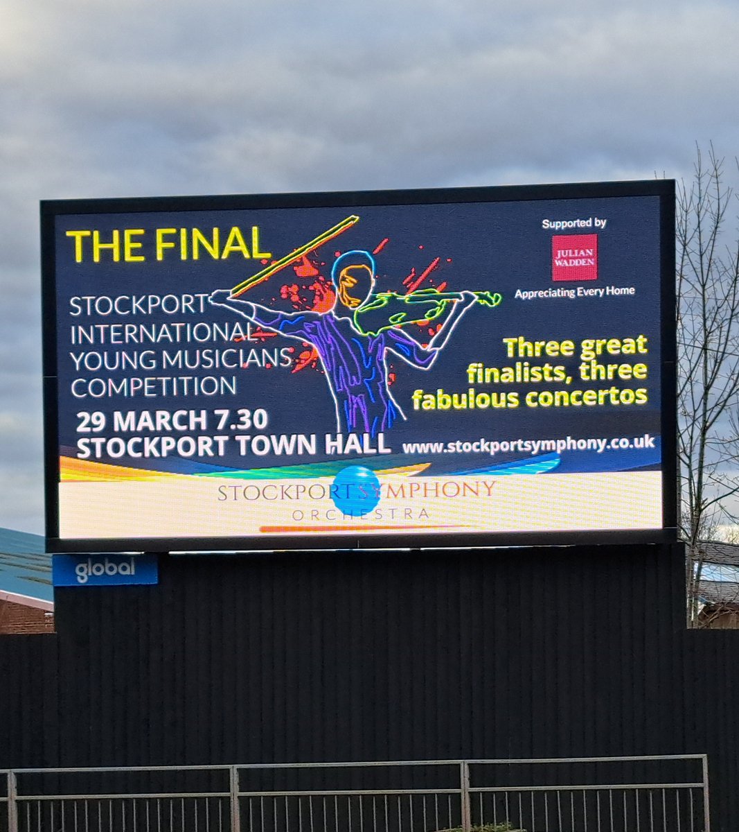 Our billboard for the next concert is up on the A6.

3 superb young finalists will vie to become the winner of the fourth SIYMC.

Details -  siymc.co.uk and stockportsymphony.co.uk 
Tickets ticketsource.co.uk/sso

#SIYMC #SSO #Stockport #Stockportevents
