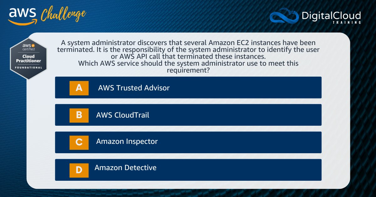 nealkdavis's tweet image. 📣 AWS CHALLENGE - Test your Knowledge

Know the answer? Post it in the comments below! 🌟

📌 For additional FREE AWS practice questions, visit digitalcloud.training/free-aws-pract…

#AmazonEC2 #AWSKnowledge