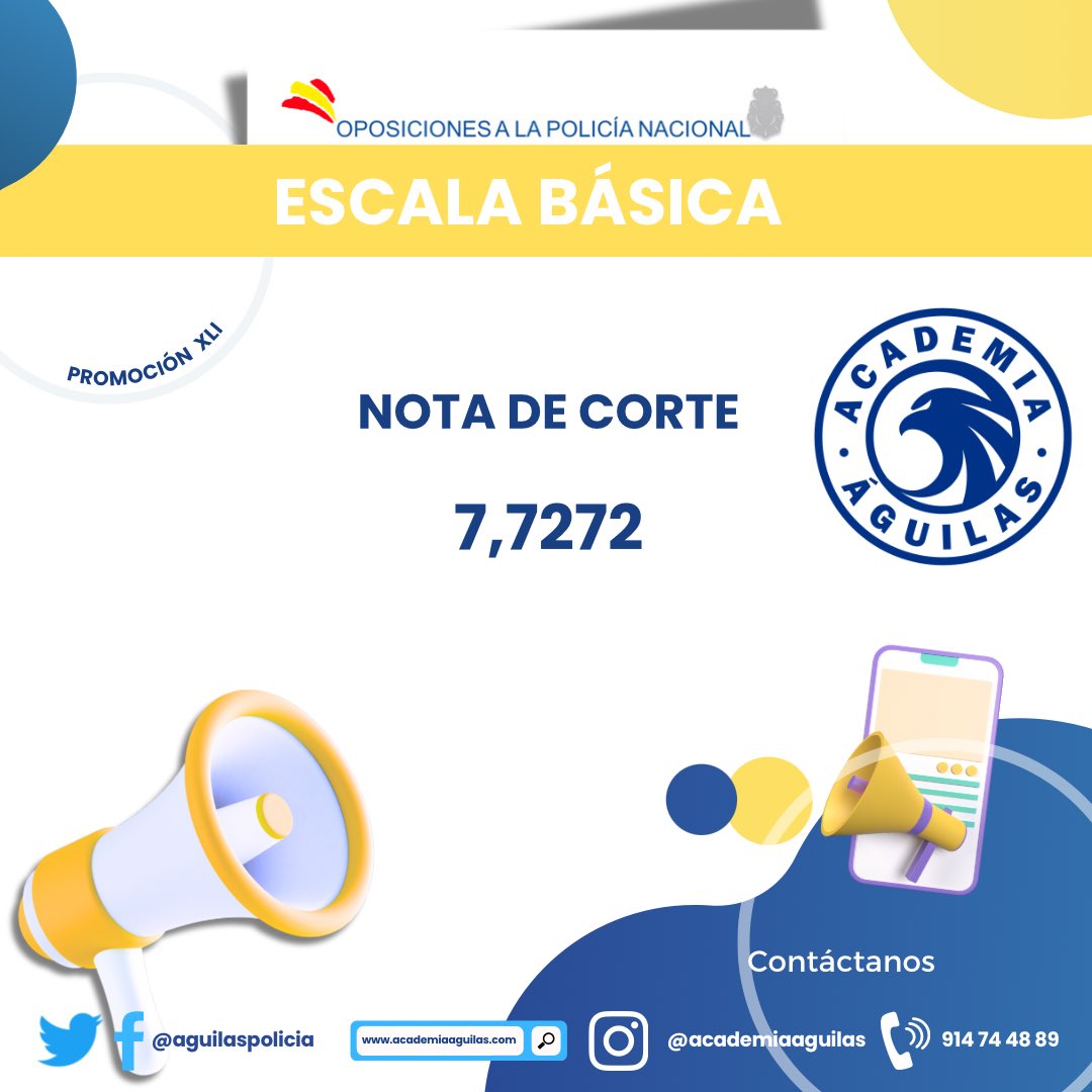 🚨 Escala Básica #PoliciaNacional
#XLI

Nota de corte: 7,7272

Enhorabuena a los aptos y ánimo a los que aún no lo han conseguido 💙