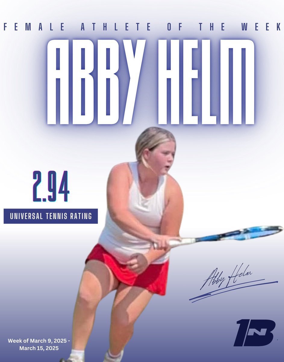 FNBRS_'s tweet photo. FNB would like to congratulate Abby Helm for being selected as the Female Athlete of the Week! This past week, the Laker Tennis Team took on Boyle County. In the matches, Abby won 1 of 2. She currently has a Universal Tennis Rating (UTR) of 2.94! 

Congratulations, Abby! https://t.co/rLwZJ7ZKvI