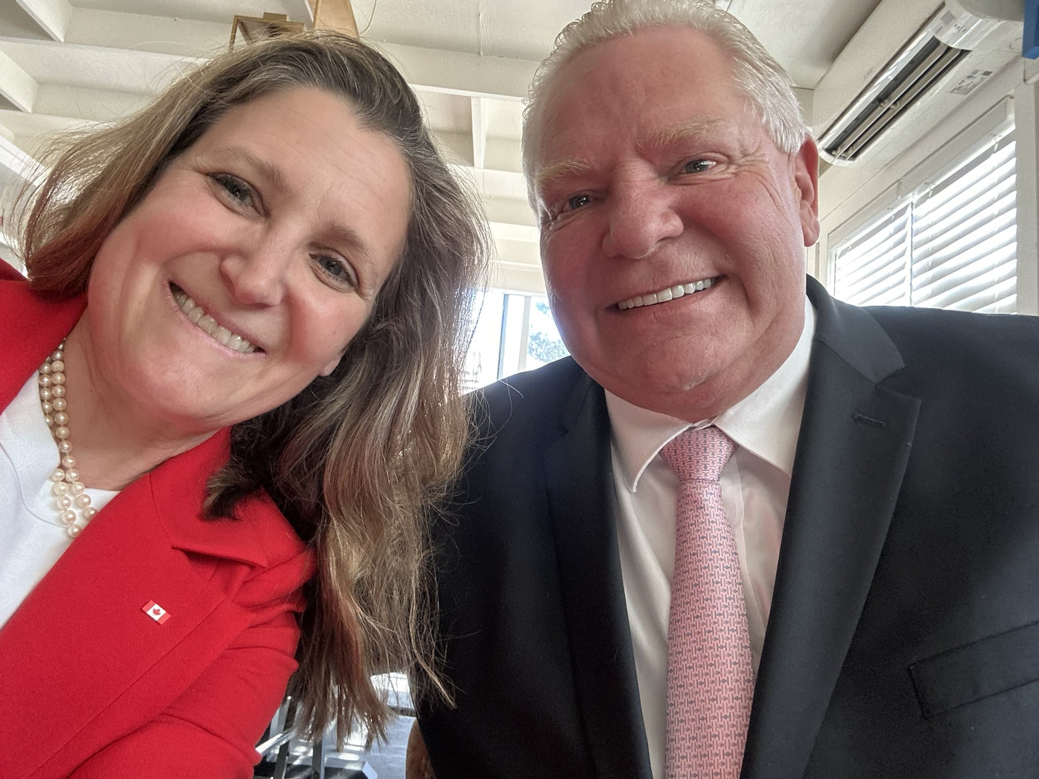 Chrystia Freeland on X: "Great to meet with my friend, Premier Ford, this  morning! We agreed to slash all economic barriers within our country very,  very quickly. The way to fight U.S.