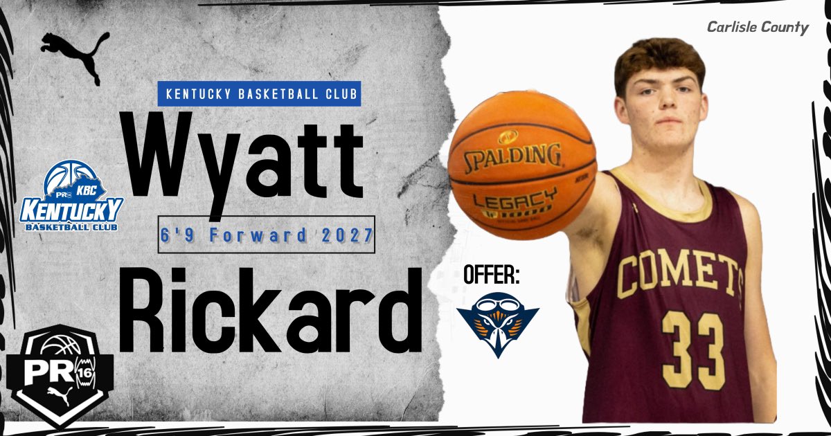 🚨 Class of 2027 6’9 <a href="/WyattRickard33/">Wyatt Rickard</a> | Carlisle County HS 

Holds offer from : <a href="/utmartin/">UT Martin</a> 

2024/2025 season Avg: 
PPG: 17.8
Rbpg: 8.3
Fg%: 53.2
3pfg: 31.1
FT%: 75.4

Will be one of the most skilled guys <a href="/PRO16League/">PRO16/NXTPRO League</a> 16U circuit against some of the best players in USA!