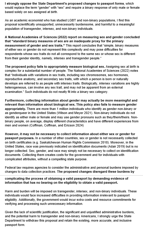 My public comment opposing the proposed changes eliminating the X gender marker on passports. practicingeconomist.wordpress.com/wp-content/upl…