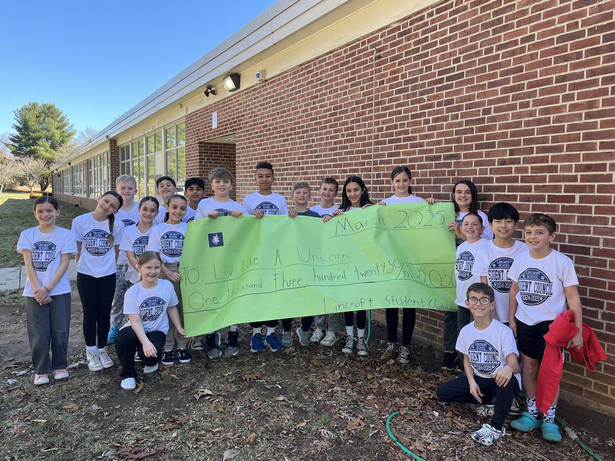 Lincroft Student Council raised $1,320 for Liv Like A Unicorn!  I am so proud of these students!