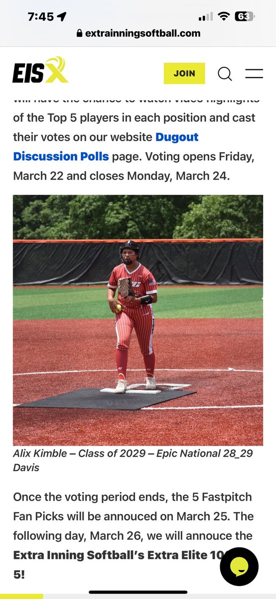 Alix Kimble (@kimblealix) on Twitter photo Thank you <a href="/ExtraInningSB/">EXTRA INNING SOFTBALL</a> for this recognition. Thank you to my coaches, my teammates who I would not be here without you guys, and my parents who always push me and believe in me.
<a href="/Epic__SB/">Scotty Smith</a> <a href="/ndnsports/">NDNSPORTS.COM</a> <a href="/EpicNatlDavis/">Epic National 28/29 Davis</a> <a href="/D1Softball/">D1Softball</a> @NE_Ok_HS_Sports <a href="/d1fastpitch1/">D1 Fastpitch</a> <a href="/Sports_Recruits/">SportsRecruits</a> Thank you <a href="/ExtraInningSB/">EXTRA INNING SOFTBALL</a> for this recognition. Thank you to my coaches, my teammates who I would not be here without you guys, and my parents who always push me and believe in me.
<a href="/Epic__SB/">Scotty Smith</a> <a href="/ndnsports/">NDNSPORTS.COM</a> <a href="/EpicNatlDavis/">Epic National 28/29 Davis</a> <a href="/D1Softball/">D1Softball</a> @NE_Ok_HS_Sports <a href="/d1fastpitch1/">D1 Fastpitch</a> <a href="/Sports_Recruits/">SportsRecruits</a>