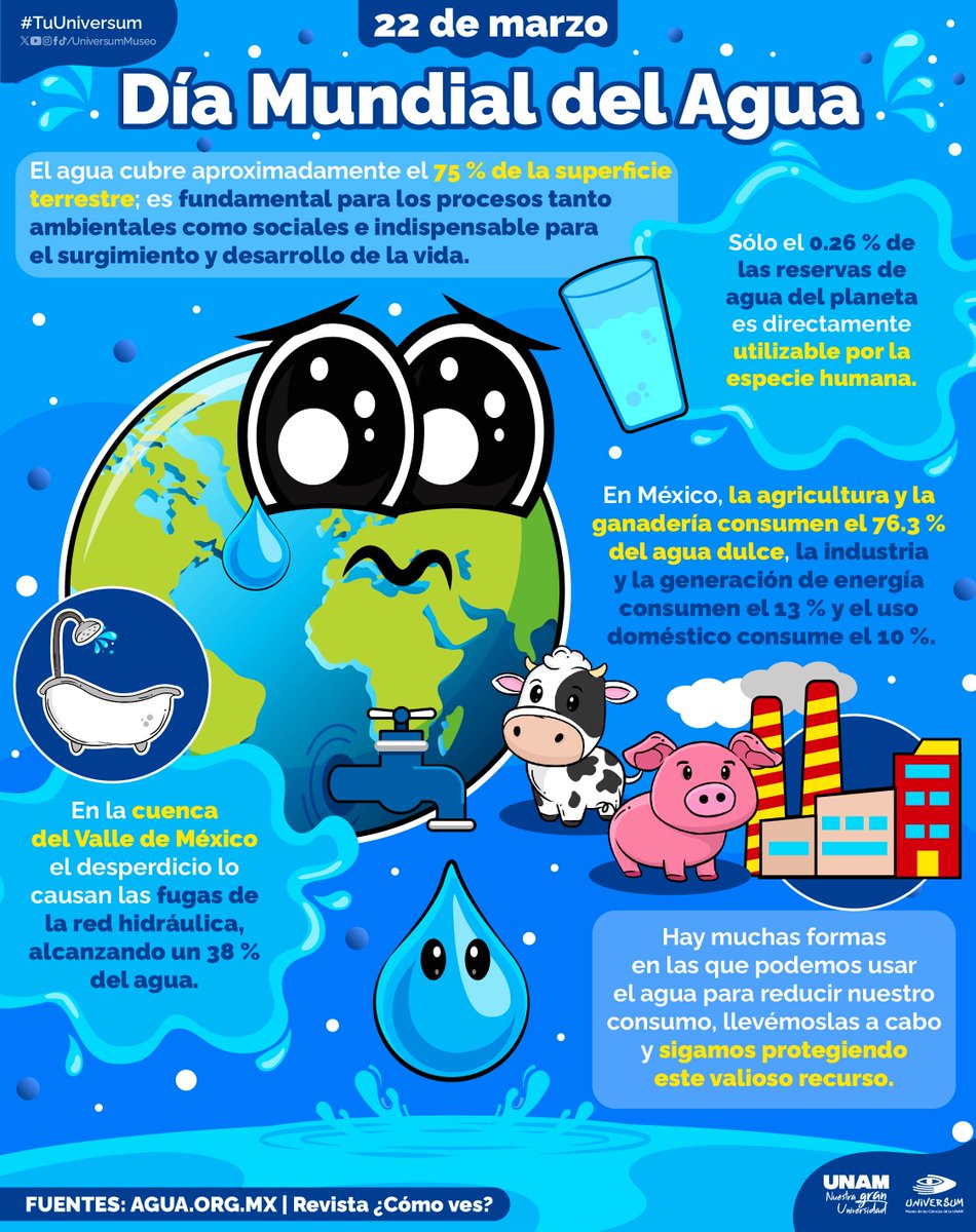 UniversumMuseo's tweet image. #UnDíaComoHoy recordamos la importancia del agua. 💧

¿Y tú cómo cuidas este importante recurso?💙💦

Recuerda que tenemos una Sala dedicada a este elemento de vida. 👋
#TuUniversum
