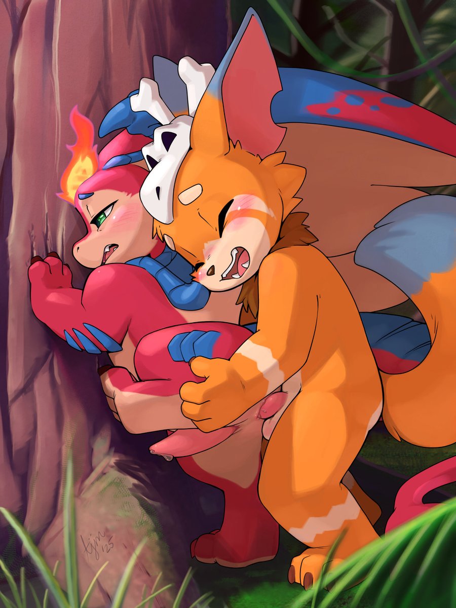 Gnar and Smolder seem to be getting along well.
Commission for @neko_kibby .